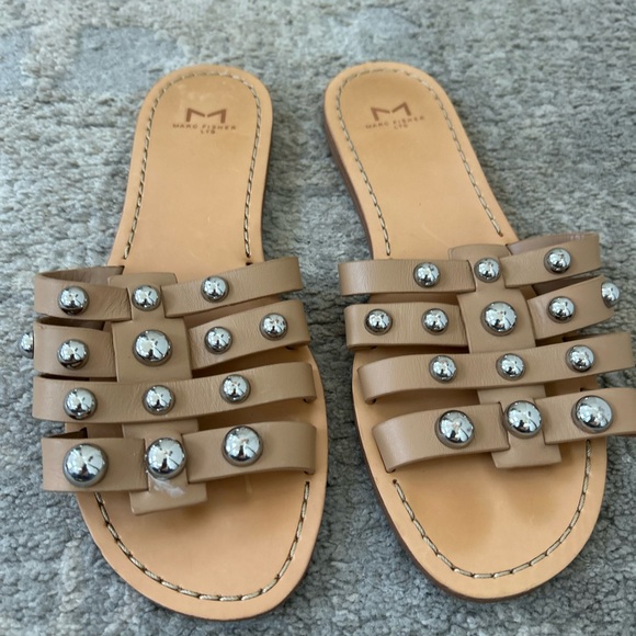 MARC FISHER Bryte 2 Ball Studded Slide Sandals Size 7M Summer Beach Outdoor - Picture 5 of 9